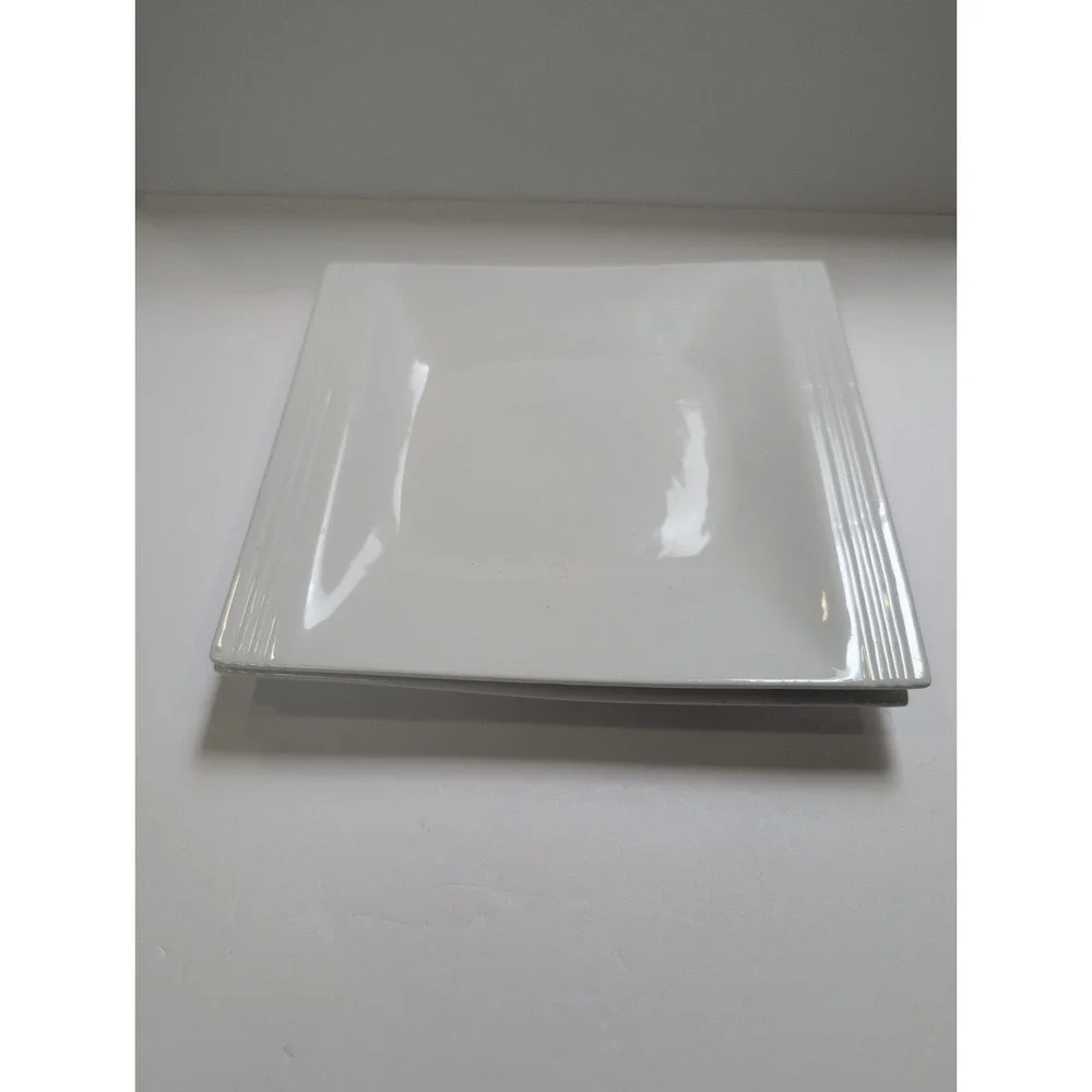Pier 1‎ Porcelain White Square 9 In Plates Urban Studio Set of 2 Replacements